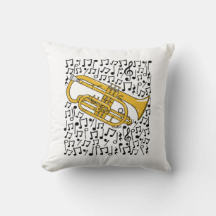 Cojín Decorativo Cornet Musical Notes Cornetist Brass Músico