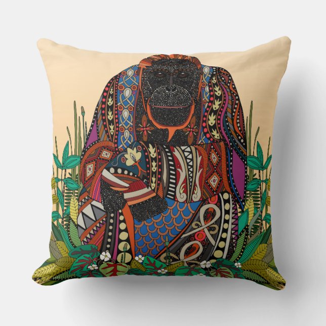 Cojín Decorativo cornsiluro de orangután (Anverso)