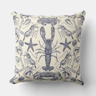 Cojín Decorativo cornwall crustáceos damascal perla azul