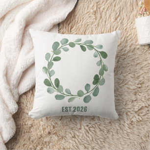 Cojín Decorativo Corona botánica minimalista de salvia y oro Scandi
