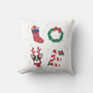 Cojín Decorativo Corona de cachorro de amor lindo de Navidad