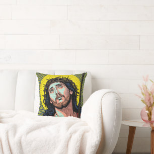 Cojín Decorativo Corona de Espinas Religiosa Pop Art Puntos de Medi
