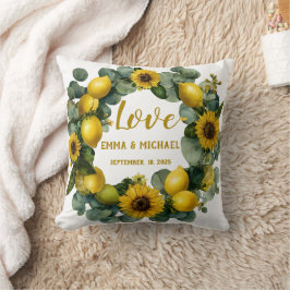 Cojín Decorativo Corona de girasol y limón Diseño de amor