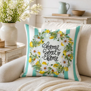 Cojín Decorativo Corona de limón y margarita 'Hogar dulce hogar'