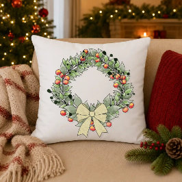 Cojín Decorativo Corona de Navidad botánica
