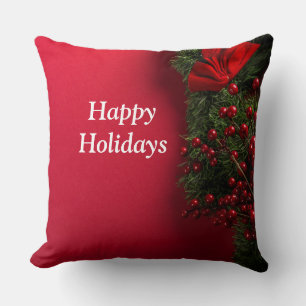 Cojín Decorativo corona de Navidad con bayas rojas
