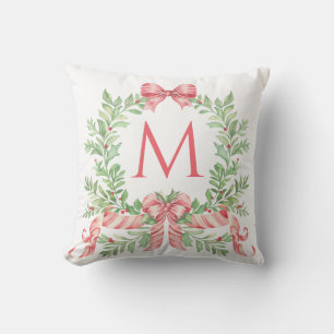Cojín Decorativo Corona de Navidad con monograma