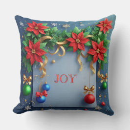 Cojín Decorativo Corona de Navidad con Poinsettias