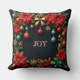 Cojín Decorativo Corona de Navidad con Poinsettias