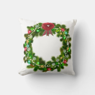 Cojín Decorativo Corona de Navidad decorada festiva