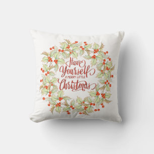 Cojín Decorativo Corona de Navidad Feliz