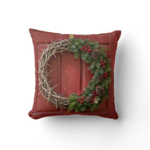 Corona de Pino y Espinas de Navidad en Puerta Roja