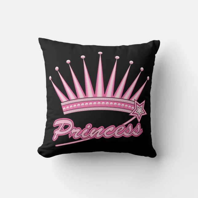 Cojín Decorativo Corona de princesas rosadas (Anverso)