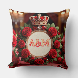 Cojín Decorativo 👑 Corona de Rosa Personalizada con Monograma de N