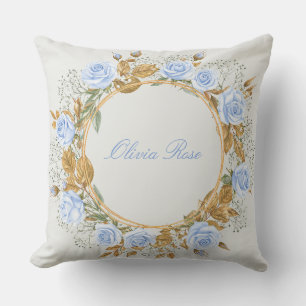 Cojín Decorativo Corona de Rosas Azules