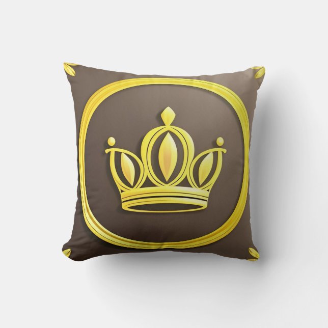 Cojín Decorativo Corona Dorada Elegante (Anverso)