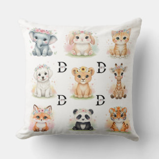 Cojín Decorativo Corona floral de bebés animales y guirnaldas Doble