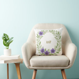 Cojín Decorativo Corona floral personalizada – nombre personalizado