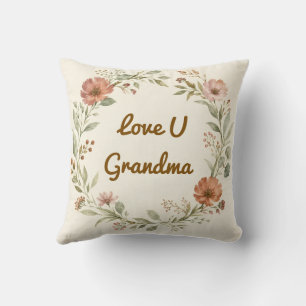 Cojín Decorativo Corona floral personalizada para abuela regalo