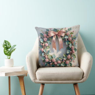 Cojín Decorativo Corona floral rosa vintage 