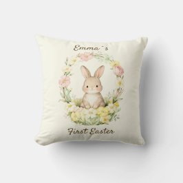 Cojín Decorativo Corona Floral Vintage de mi Primer Conejo de Pascu