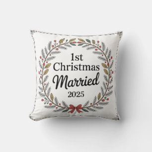 Cojín Decorativo Corona Rústica Elegante 1er Navidad Casados
