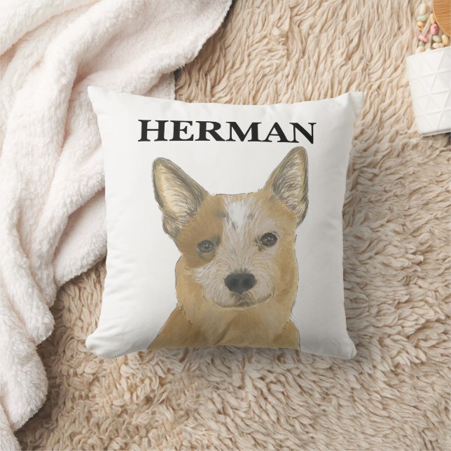 Cojín Decorativo Corredor australiano de heeler rojo personalizado (Manta)