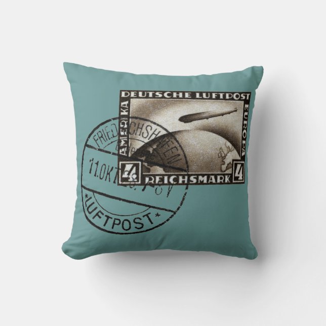 Cojín Decorativo Correo aéreo 1928 del zepelín (Anverso)