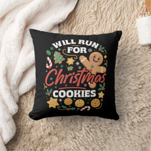 Cojín Decorativo Correrá por galletas de Navidad Divertido Running