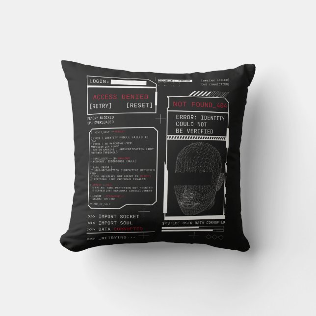 Cojín Decorativo Corrupto - Diseño de calzado tecnológico-brutal (Anverso)