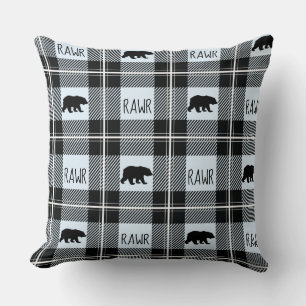 Cojín Decorativo Cortar el oso azul y blanco negro y el fieltro de 