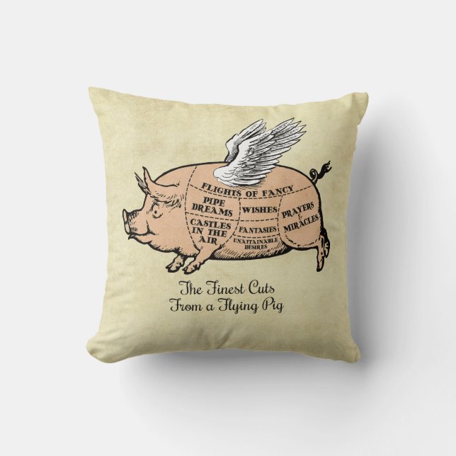 Cojín Decorativo Cortes de cerdo voladores (Anverso)