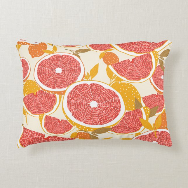 Cojín Decorativo Cortes de pomelo con hojas (Anverso)
