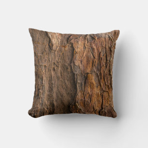 Cojín Decorativo Corteza de árbol marrón en fotografía de closet