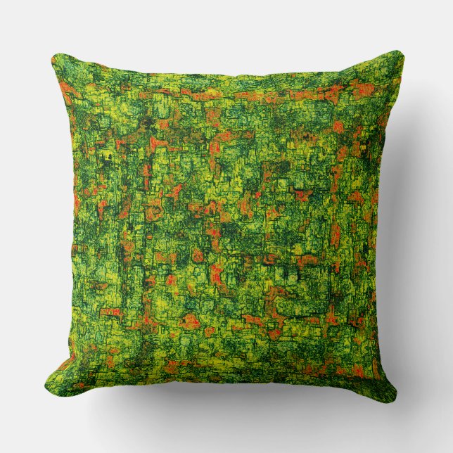 Cojín Decorativo Corteza de árbol virtual verde, con pequeñas manch (Anverso)