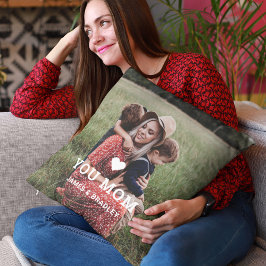 Cojín Decorativo Corto corazón te ama la foto del Día de la Madre