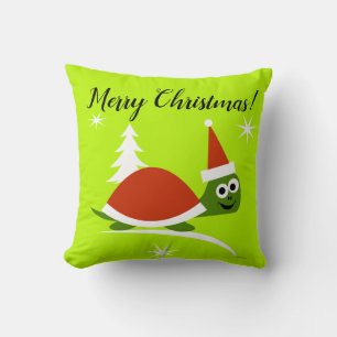Cojín Decorativo Corto Santa Tortuga Feliz Navidad