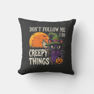Cojín Decorativo Cosas espeluznantes Diseño de gato bruja de Hallow