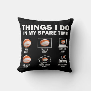 Cojín Decorativo Cosas que hago en mi tiempo libre Rugby