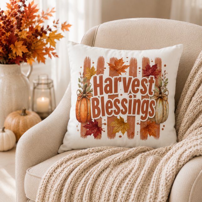 Cojín Decorativo Cosecha Bendiciones Otoño Calabaza  (Subido por el creador)