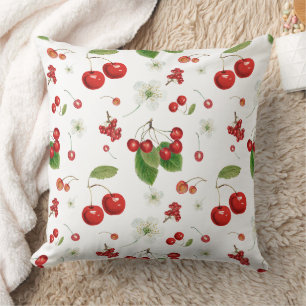 Cojín Decorativo Cosecha de cereza fresca y patrón de floración