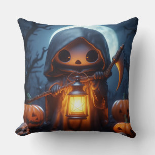 Cojín Decorativo Cosechador de la Muerte Adorable con Linterna en C