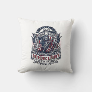 Cojín Decorativo Cosechadora de Libertad Patriótica Esqueleto Patri