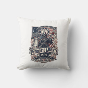 Cojín Decorativo Cosechadora de Libertad Patriótica Patriota Oscuro