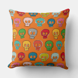 Cojín Decorativo coser calavera naranja