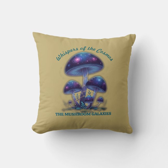 Cojín Decorativo Cosmic Galaxy Mushrooms • Whimsical Fantasy Fungi  (Anverso)