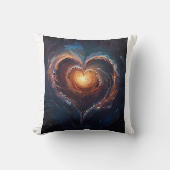 Cojín Decorativo Cosmic Heart Galaxy Love Art – Universe Romance  (Anverso)