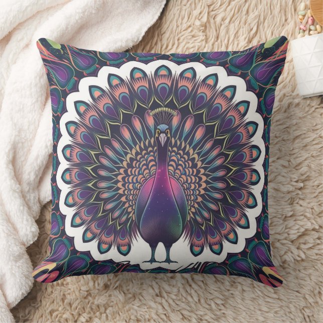 Cojín decorativo Cosmic Peacock Mandala (Manta)