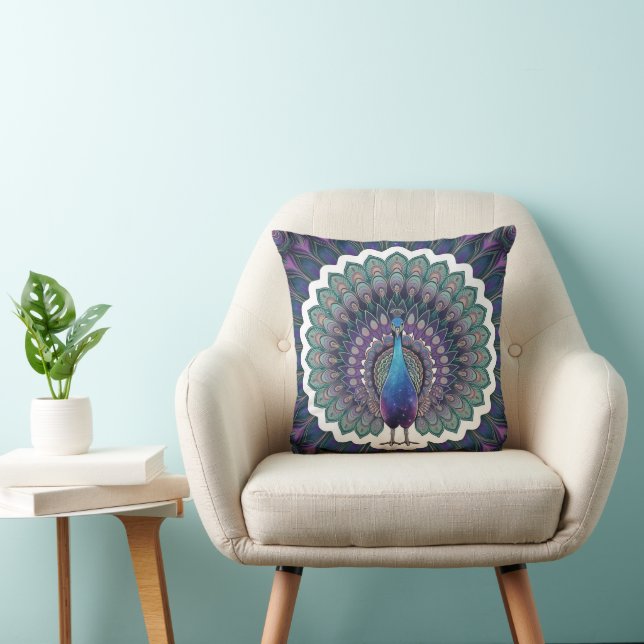 Cojín decorativo Cosmic Peacock Mandala (Silla)