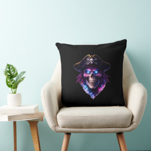 Cojín Decorativo Cosmic Pirate Skull Galaxy Throw Pillow